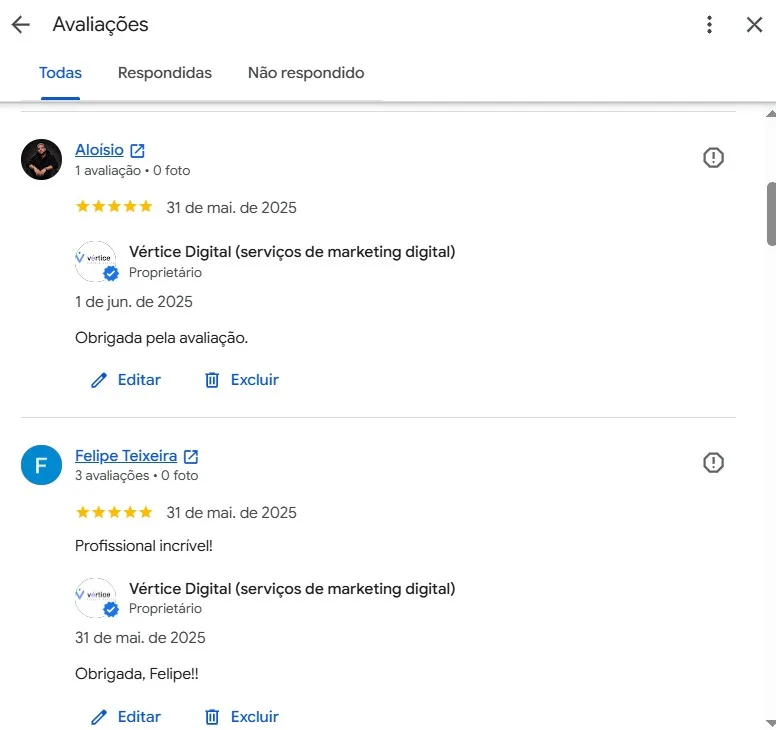 Depoimento de cliente no Google