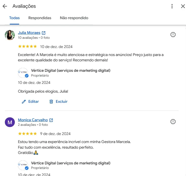 Depoimento de cliente no Google