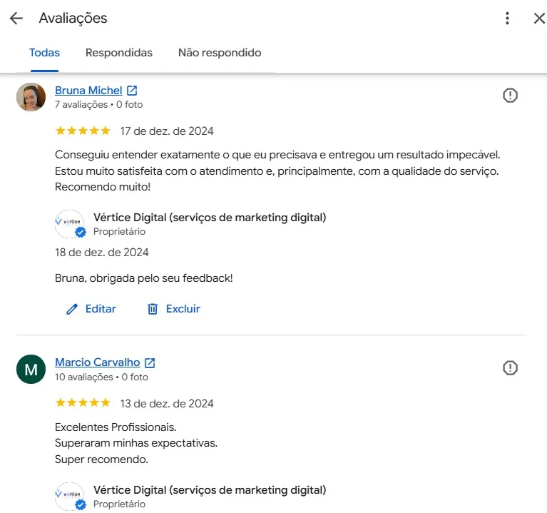 Depoimento de cliente no Google