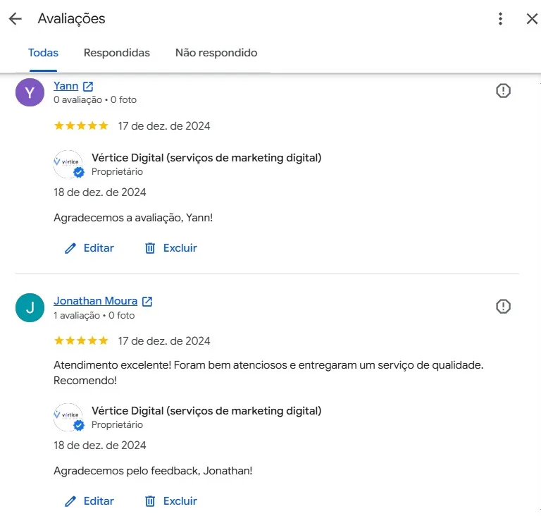 Depoimento de cliente no Google